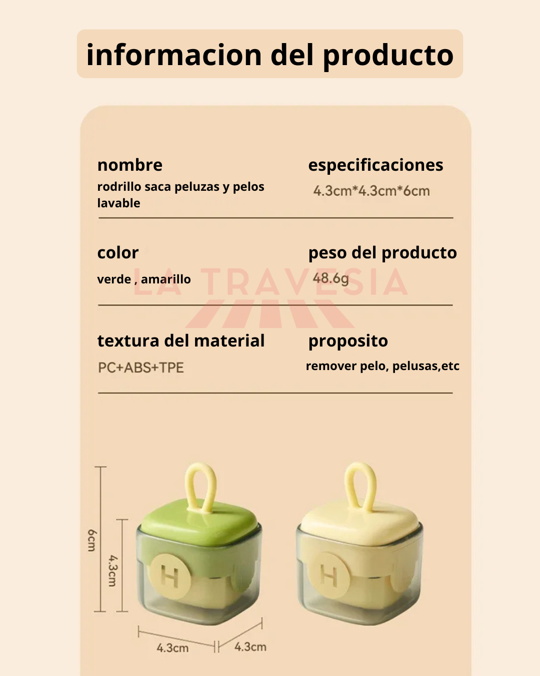 Minirodillo Saca pelusas y pelos lavable